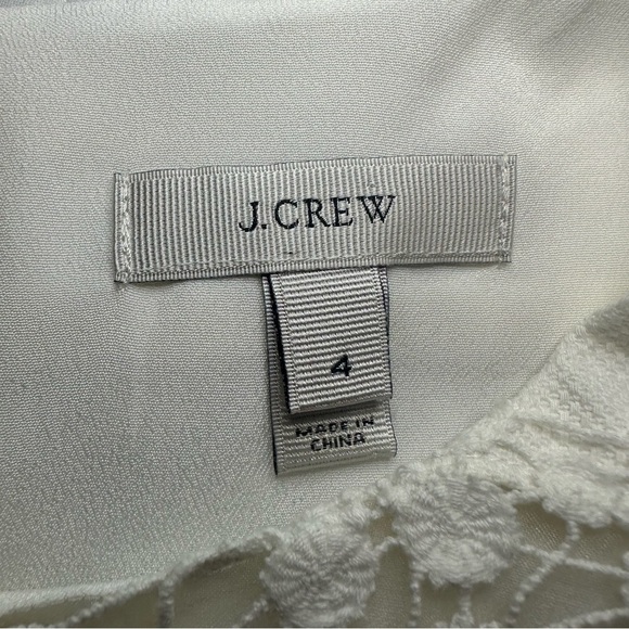 J. Crew Lace Striped Shift Dress. Color: Ivory. SIze: 4. - Picture 6 of 9